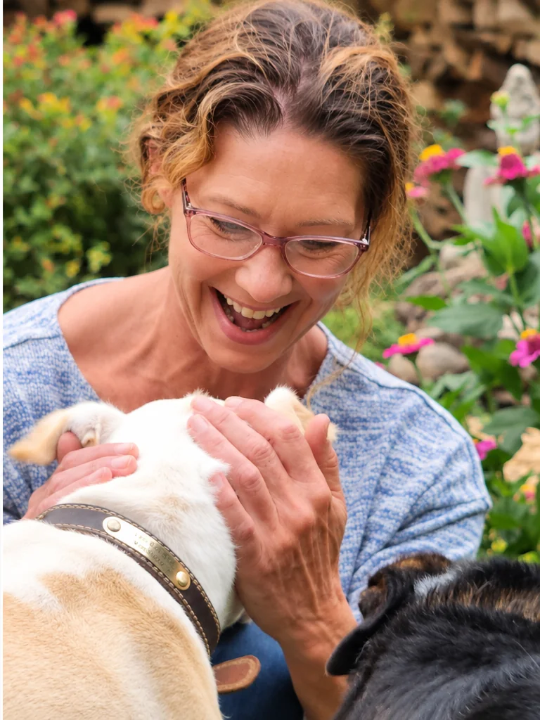 Rachael Bull enjoying time outdoors with dogs